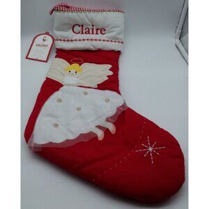Pottery Barn Kids Claire Christmas Stocking Angel White Gown Holiday Quilted